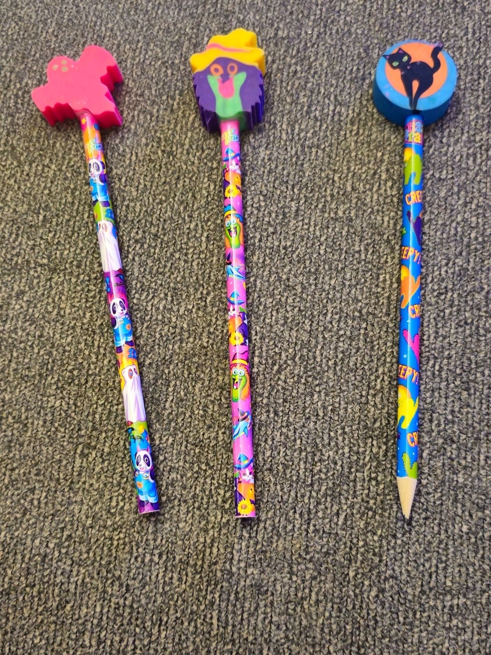 Lisa Frank Bright Pink, Purple & Blue Novelty Topper Pencils